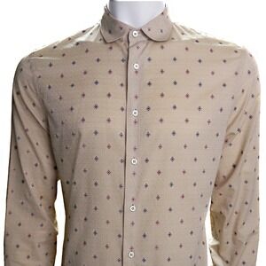 Prada Button Up Shirt SS17 Stretch Cotton Poplin Geometric Archive Men's 42 16.5